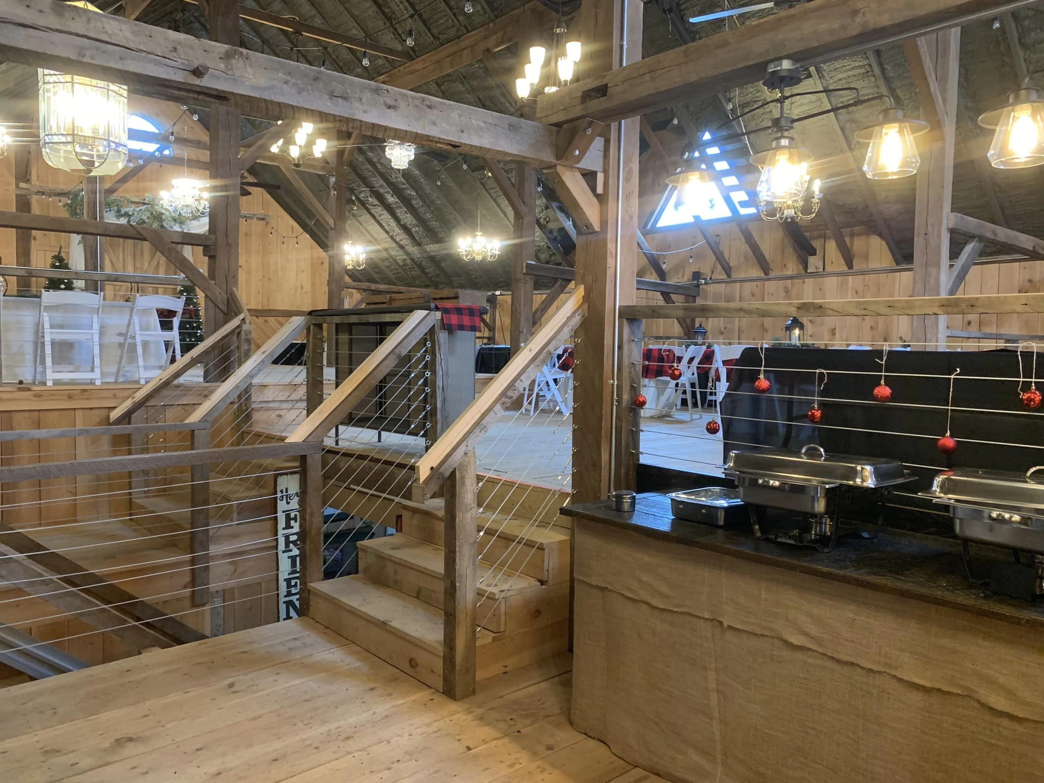 Christmas decor at barn venue