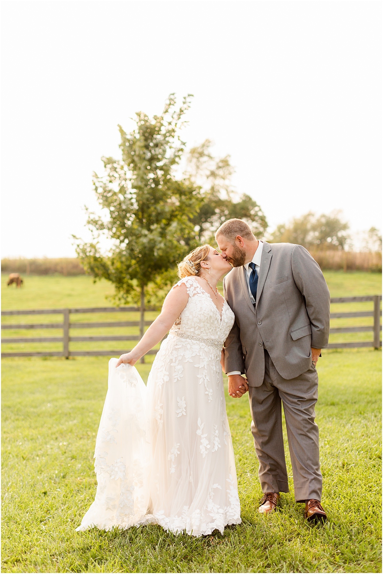 bride and groom kissing