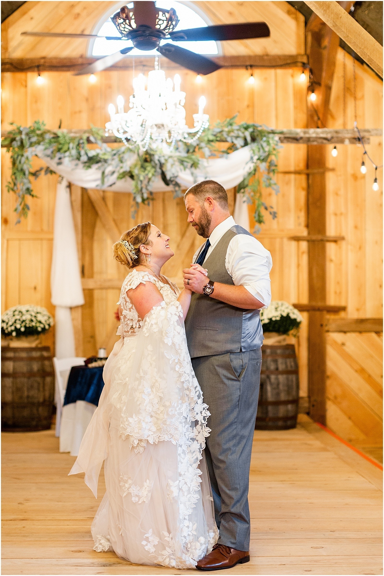 bride and groom dancing